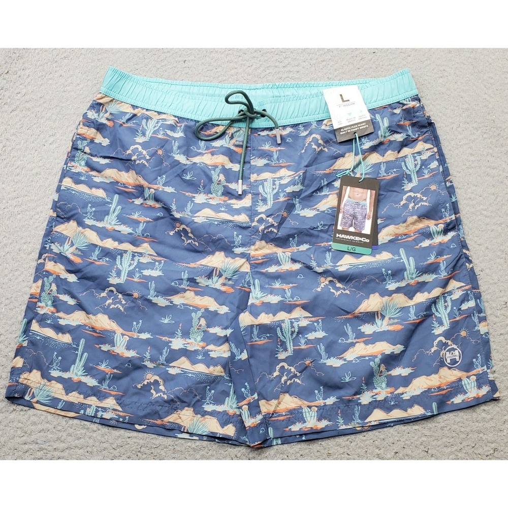Hawke & Co Swim Trunks Mens L Multi Desert Scene Print Mesh Lined Surf Surfing